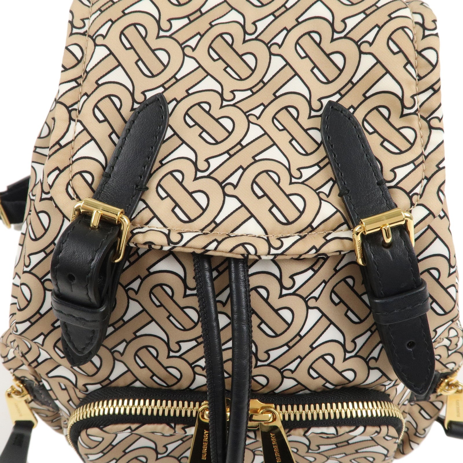 BURBERRY TB Nylon Leather Mini Rucksack Backpack Beige 8017168