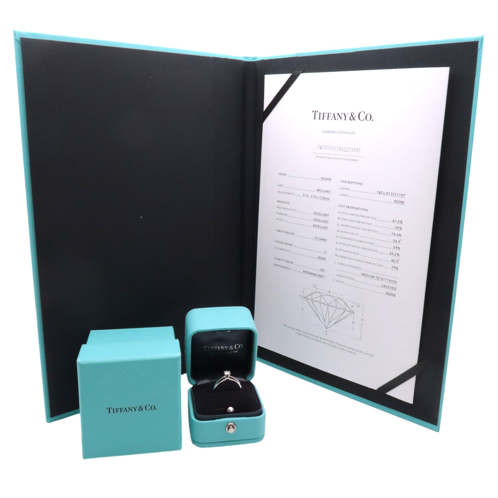 Tiffany&Co. Solitaire Diamond Ring 0.19ct PT950 US4.5 EU48