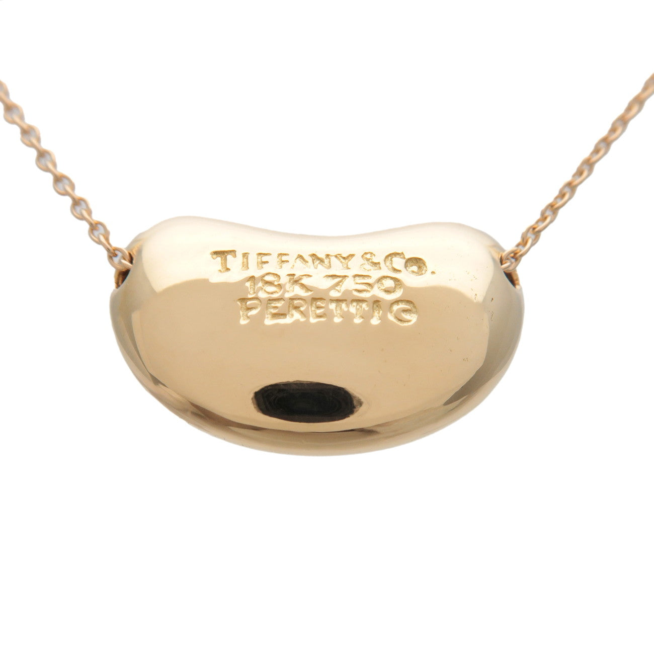 Tiffany&Co. Bean Necklace Medium K18YG 750YG Yellow Gold