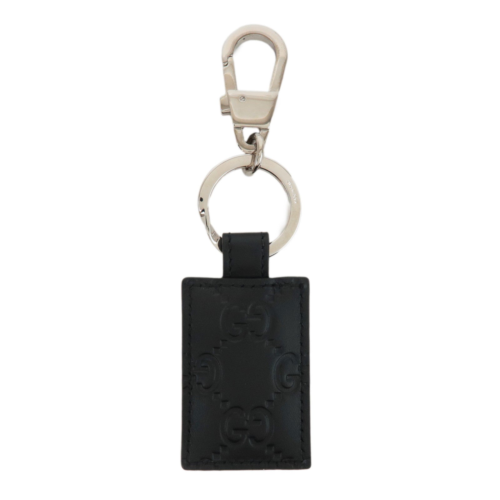 GUCCI Guccissima Leather Metal Logo Keychain Black 479136