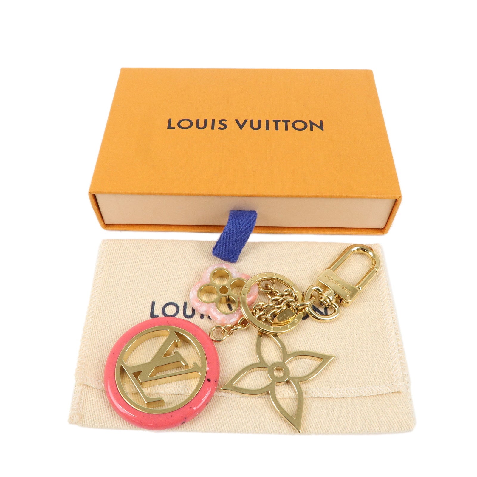 Louis Vuitton Key Chain Charm Key Ring Pink Gold M64525