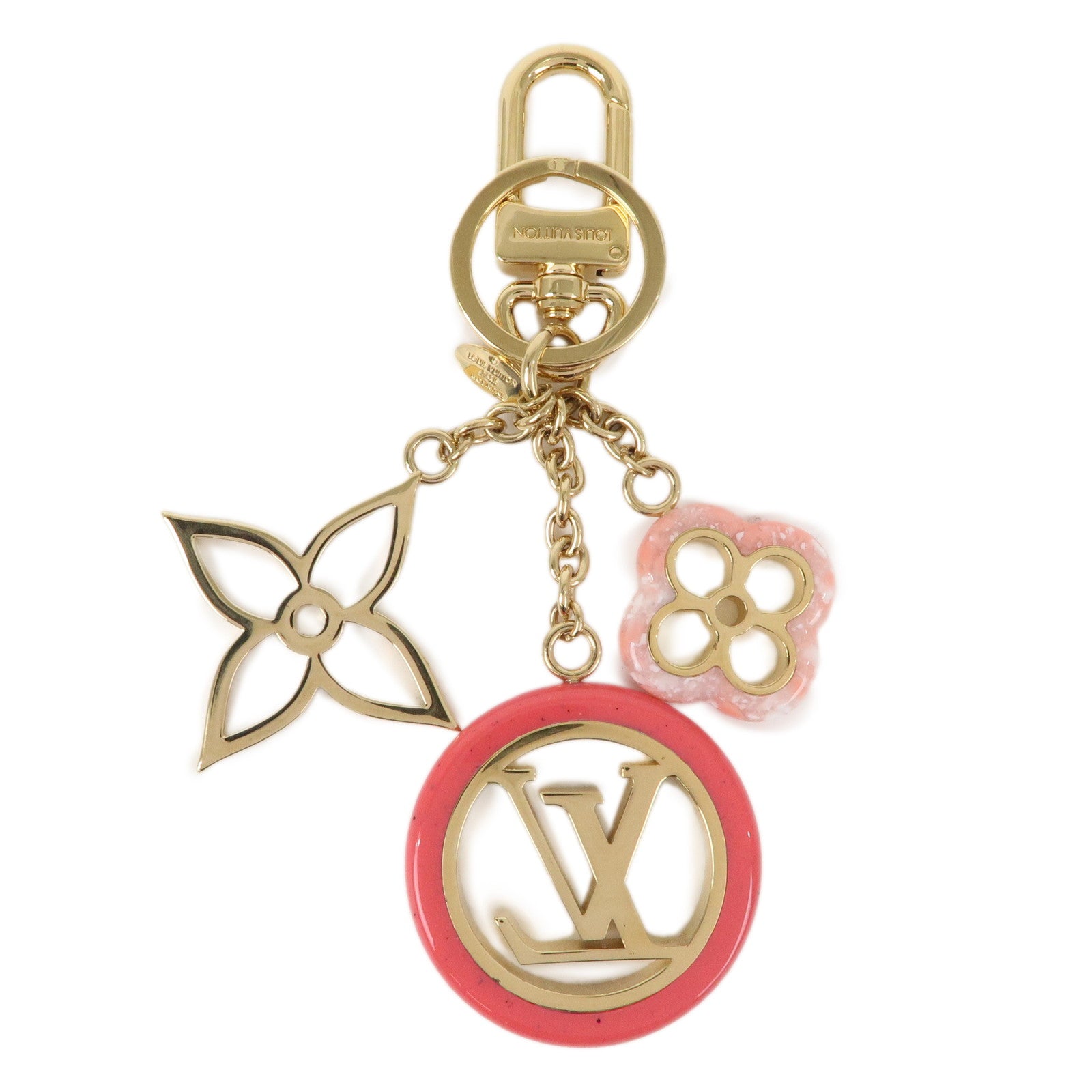 Louis Vuitton Key Chain Charm Key Ring Pink Gold M64525