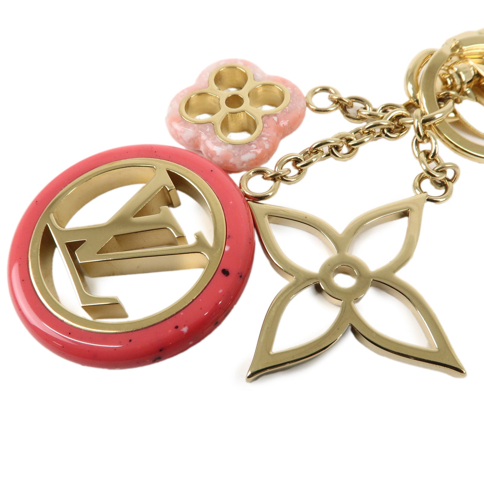 Louis Vuitton Key Chain Charm Key Ring Pink Gold M64525