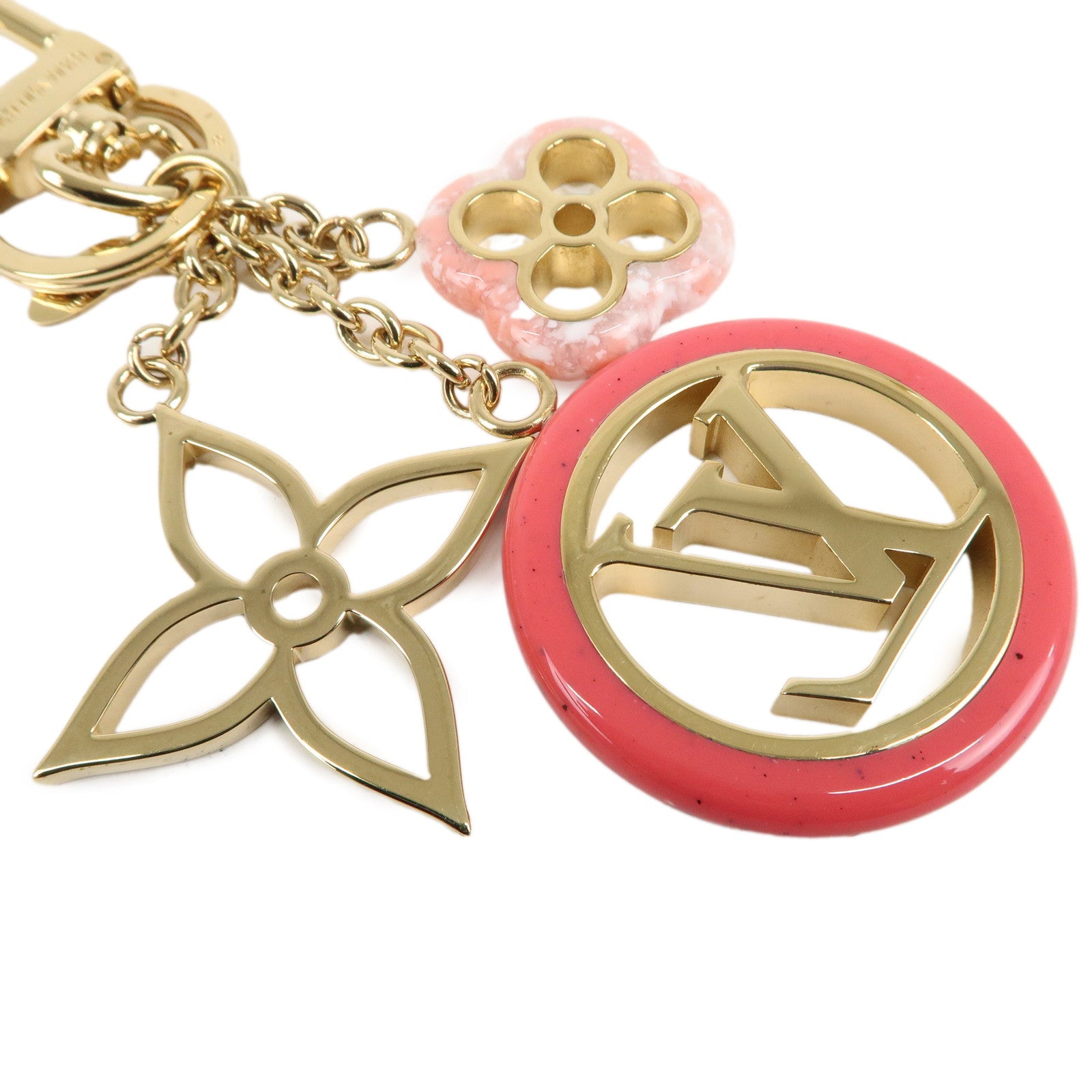 Louis Vuitton Key Chain Charm Key Ring Pink Gold M64525