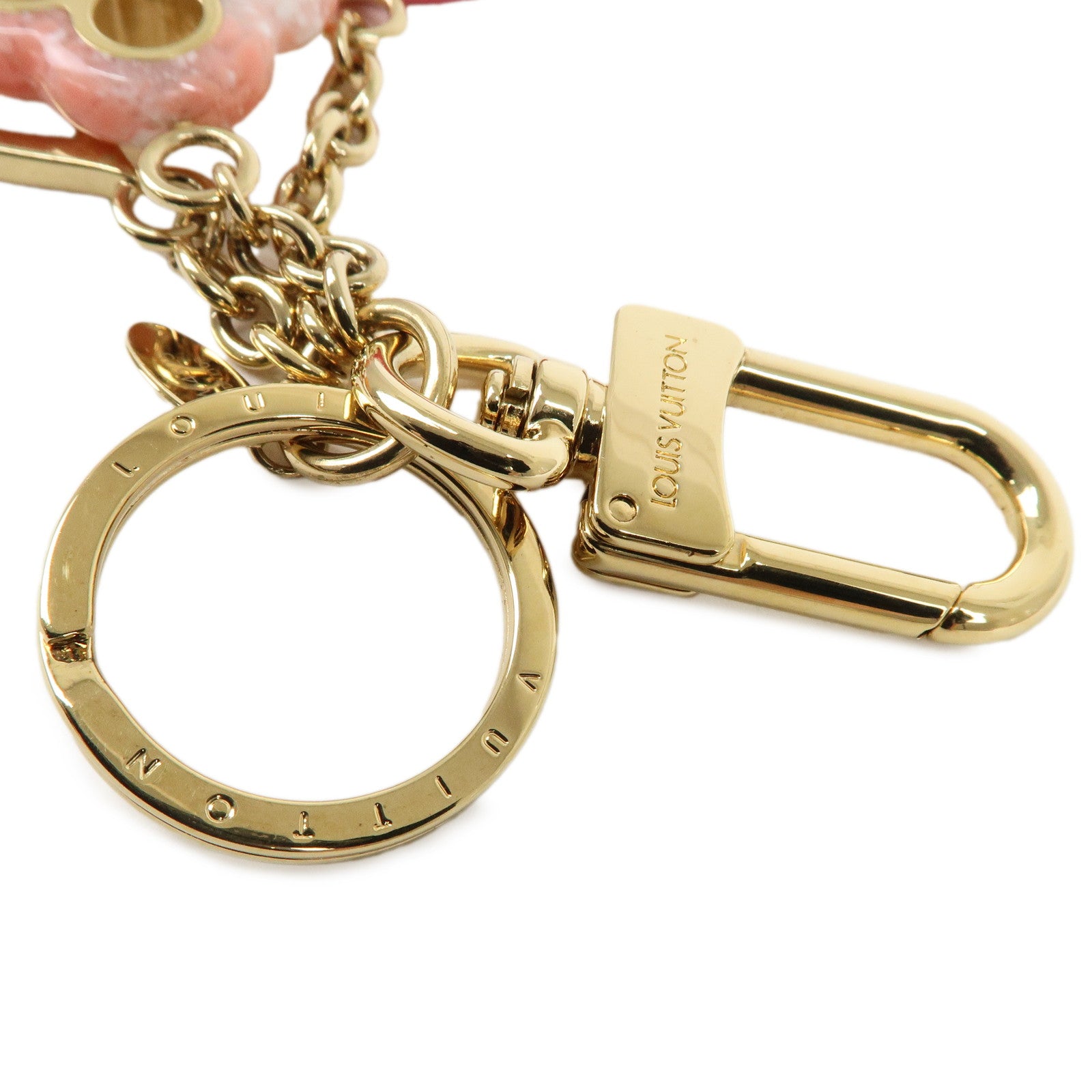 Louis Vuitton Key Chain Charm Key Ring Pink Gold M64525