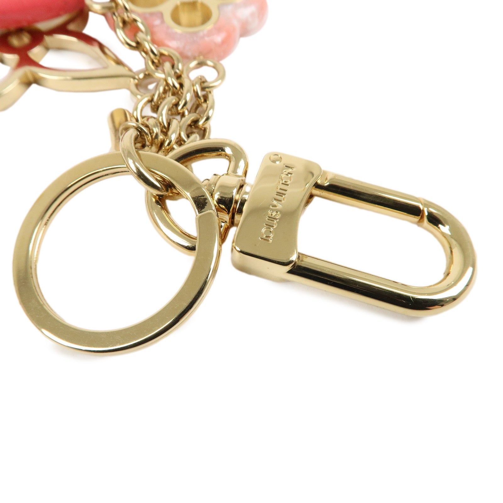 Louis Vuitton Key Chain Charm Key Ring Pink Gold M64525