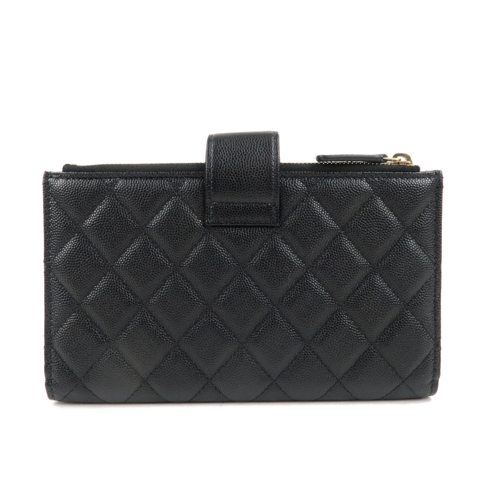 CHANEL Matelasse Caviar Skin Zippy Round Wallet  Black