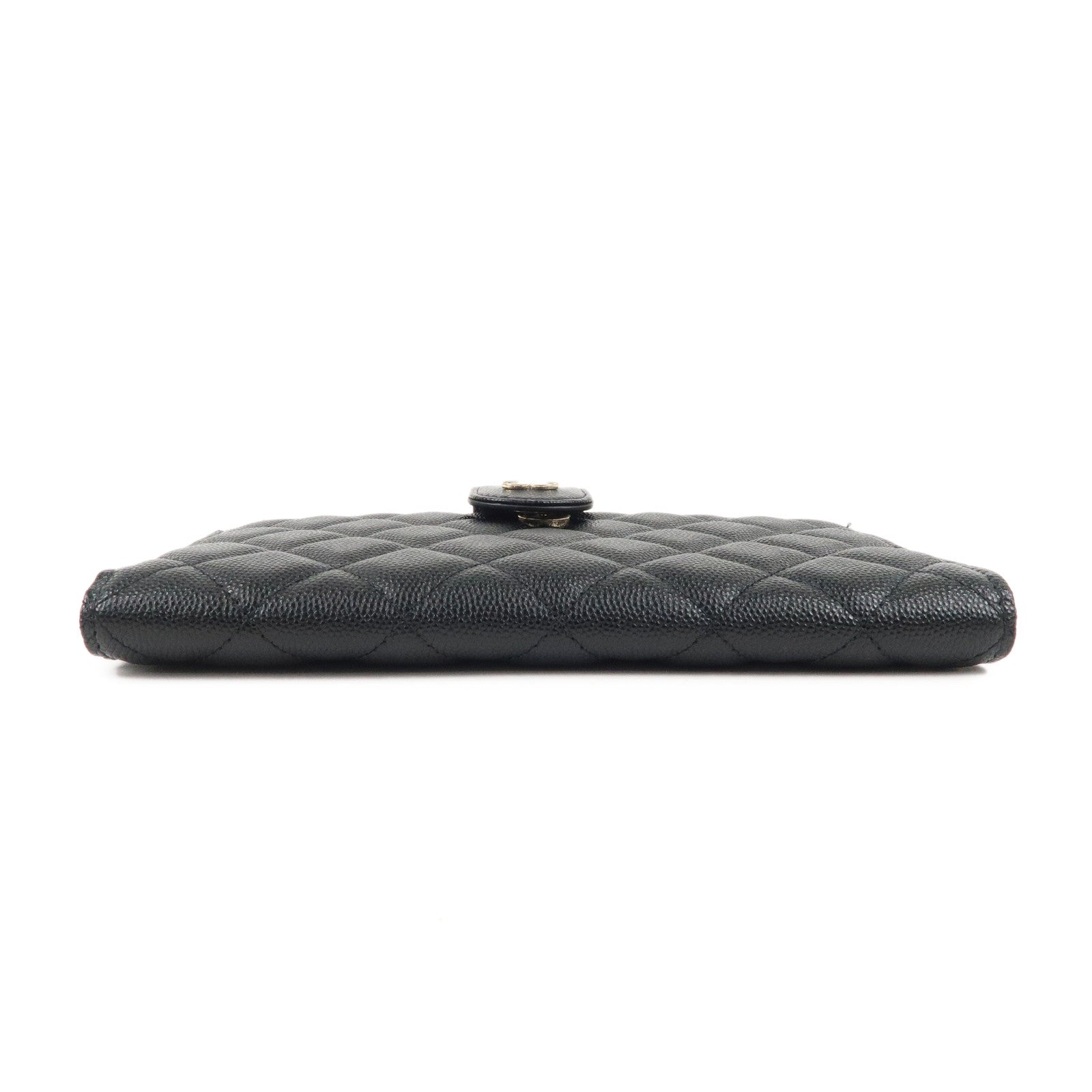 CHANEL Matelasse Caviar Skin Zippy Round Wallet  Black