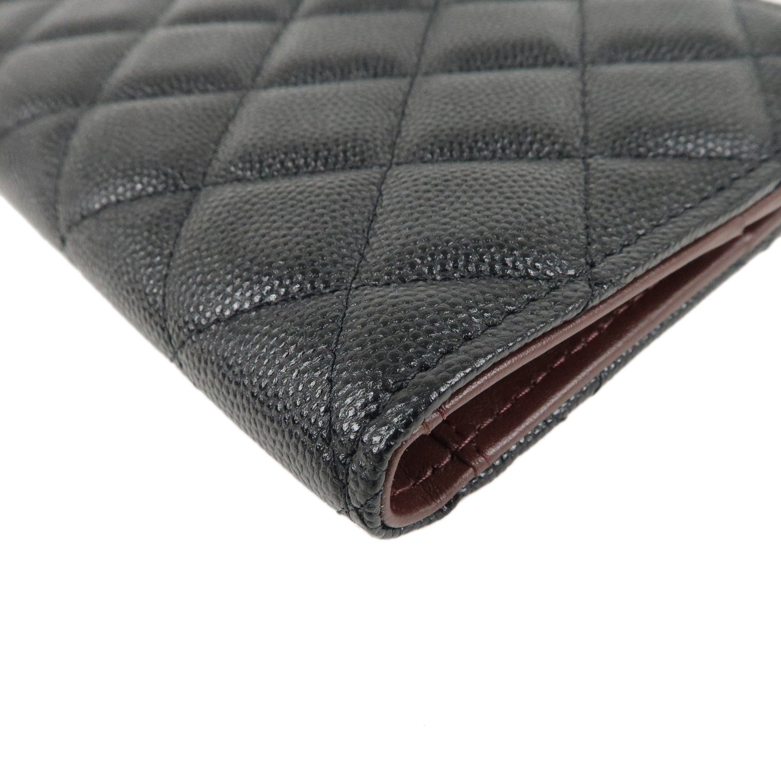 CHANEL Matelasse Caviar Skin Zippy Round Wallet  Black