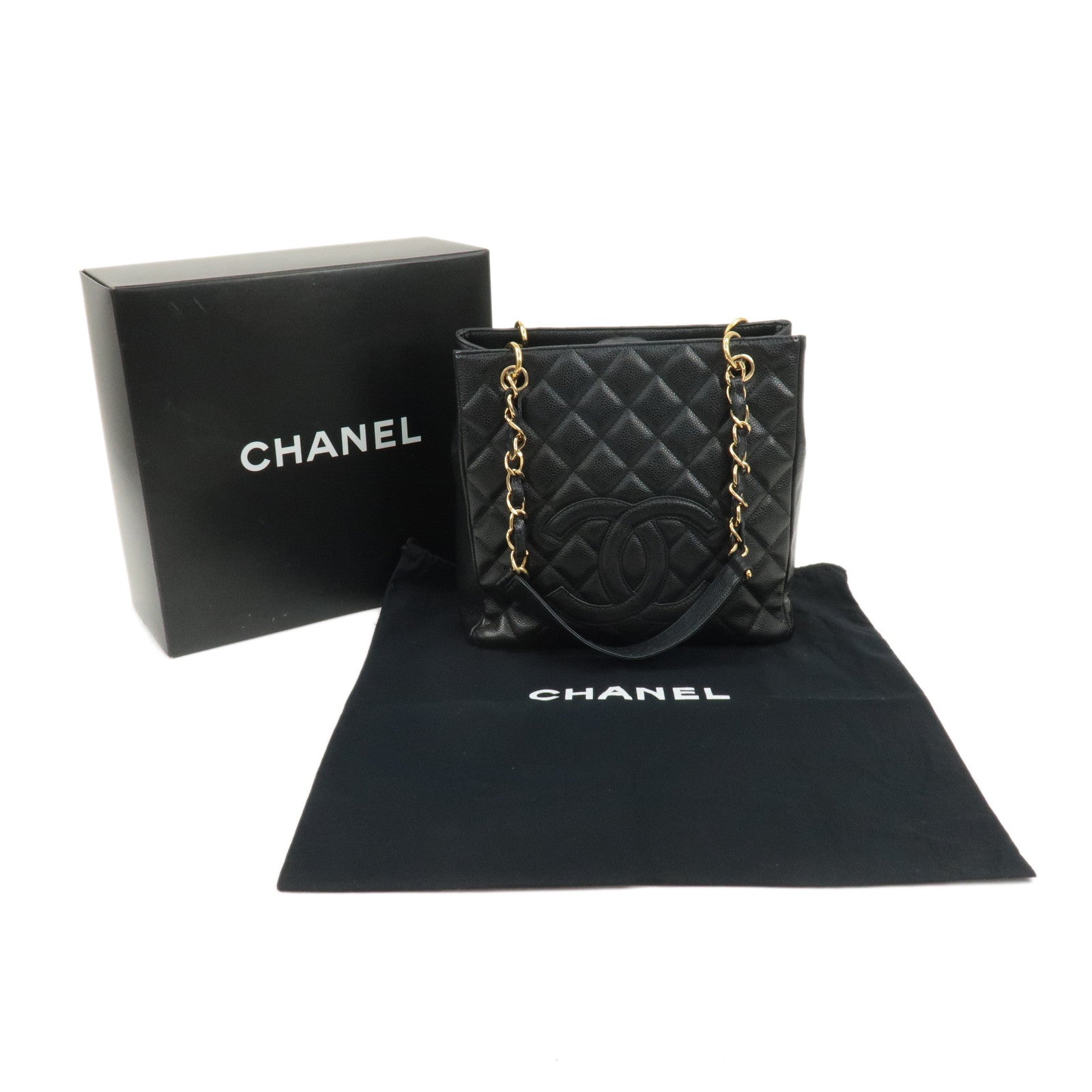 CHANEL Matelasse PST Chain Tote Bag Caviar Skin Black A20994