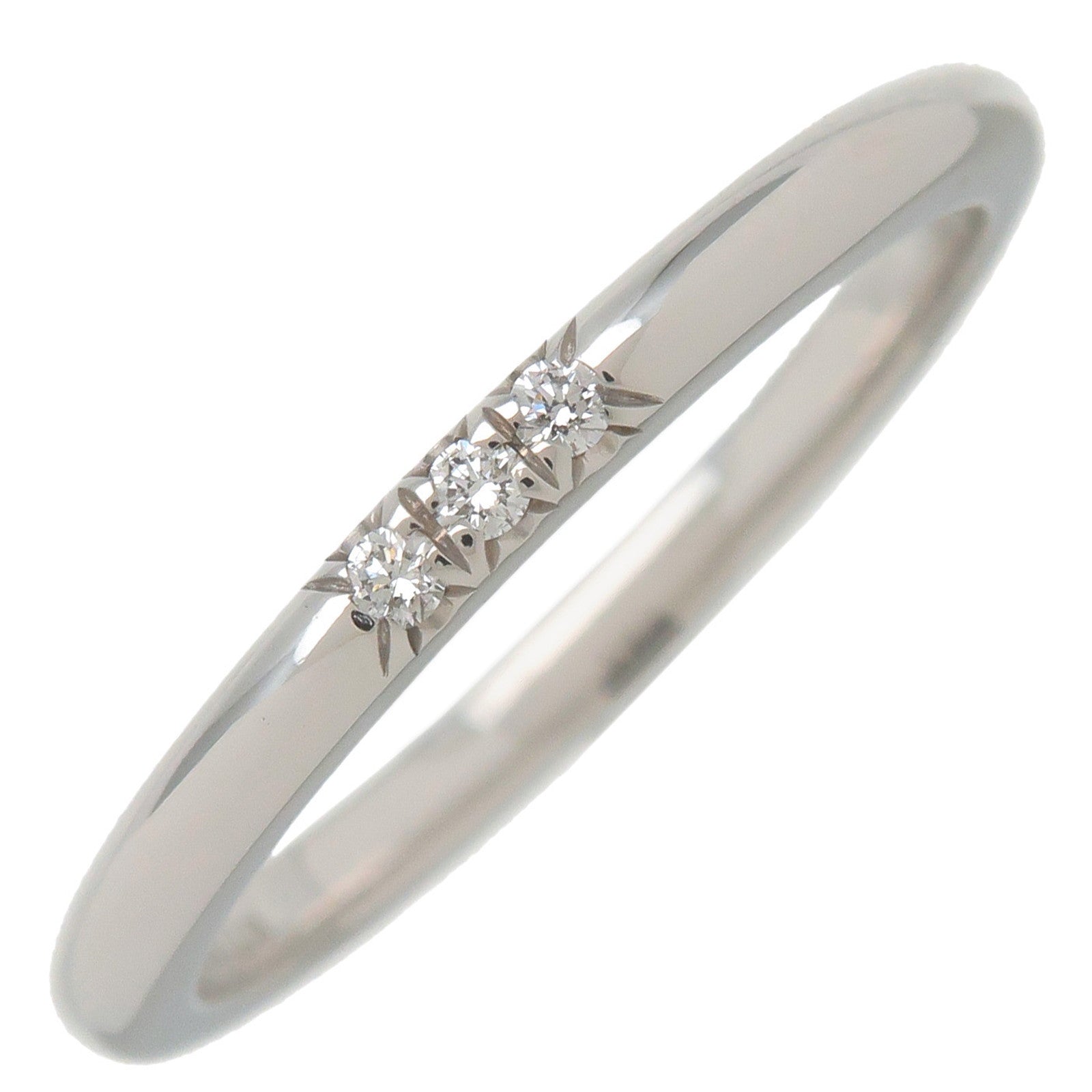 Authentic-Tiffany&Co.-Classic-Band-Ring-3P-Diamond-PT950-Platinum-US5.5-6-F/S