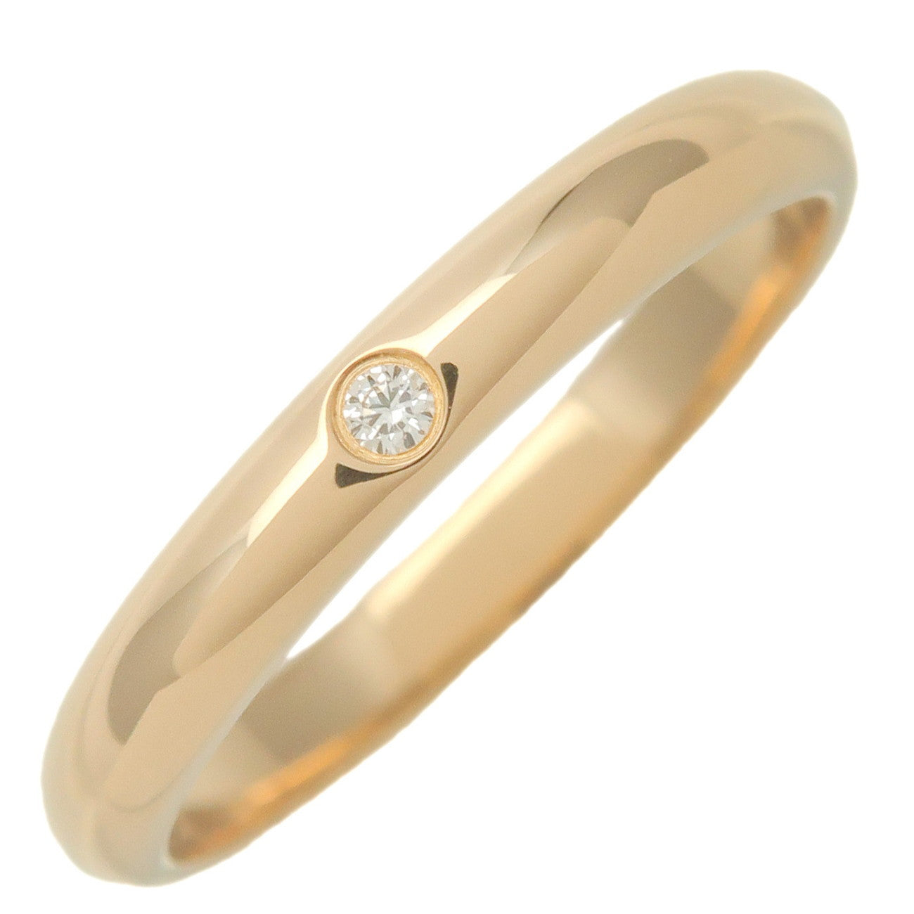 Cartier-1895-Wedding-Ring-1P-Diamond-K18-750-Yellow-Gold-#48-US4.5