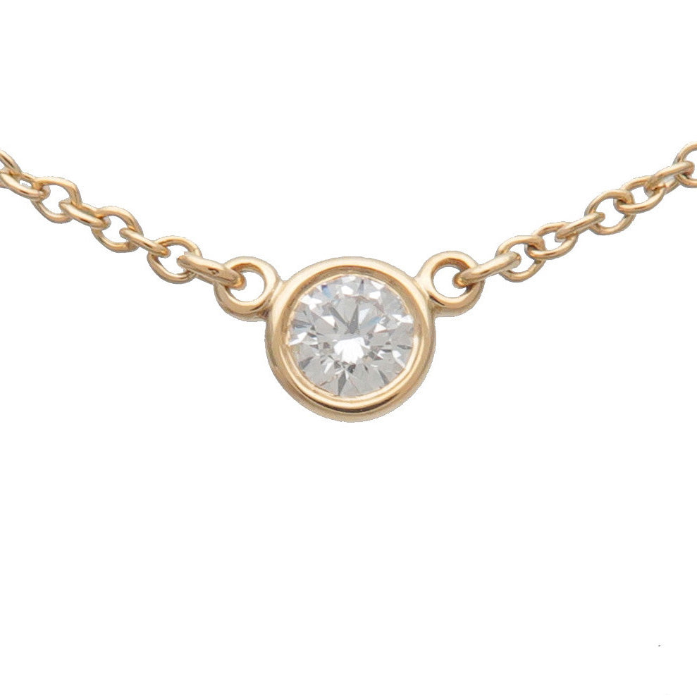 Auth.-TIffany&Co.-By-the-Yard-1P-Diamond-Necklace-0.08ct-K18PG-750YG