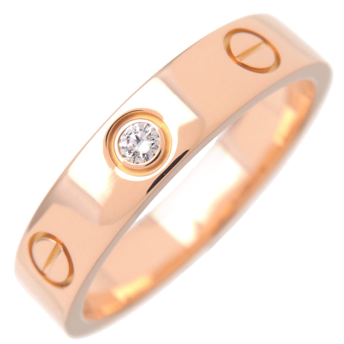 Cartier-Mini-Love-Ring-1P-Diamond-K18-750PG-Rose-Gold-#52-US6-6.5