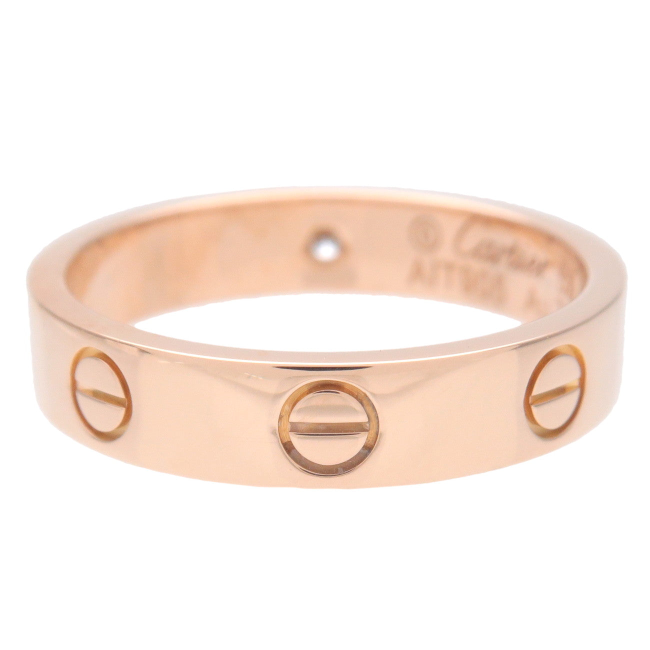 Cartier Mini Love Ring 1P Diamond K18 750PG Rose Gold #52 US6-6.5