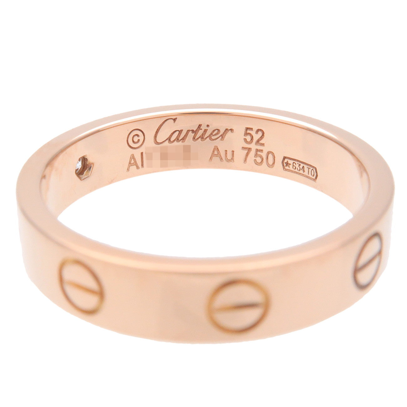 Cartier Mini Love Ring 1P Diamond K18 750PG Rose Gold #52 US6-6.5