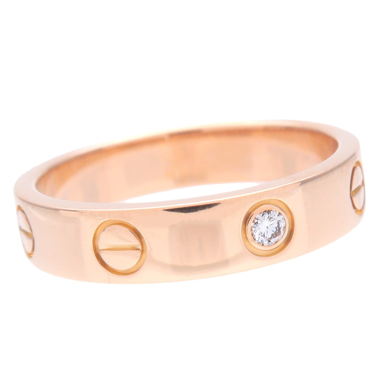 Cartier Mini Love Ring 1P Diamond K18 750PG Rose Gold #52 US6-6.5