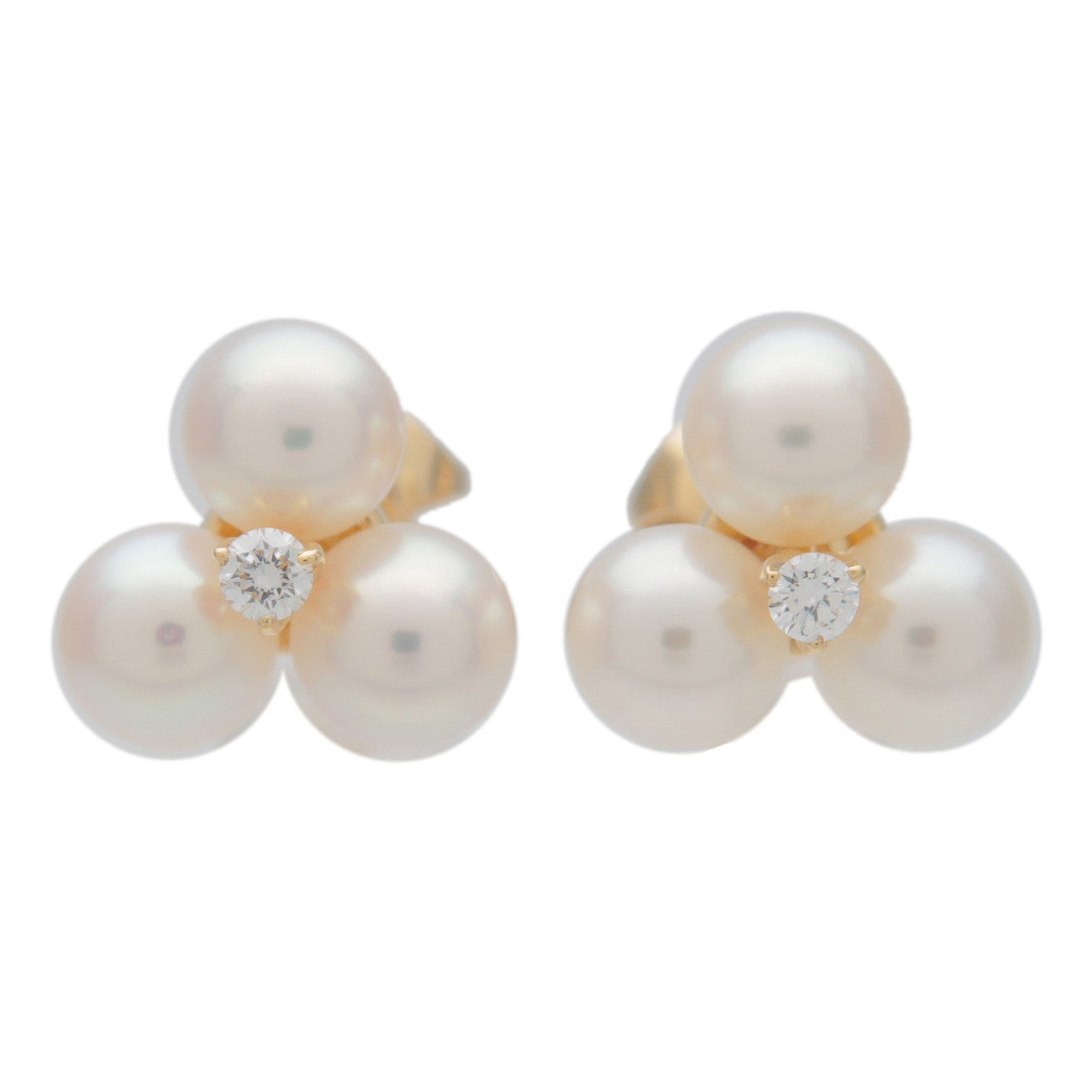 MIKIMOTO-Pearl-Diamond-Earrings-K18YG-750YG-Yellow-Gold