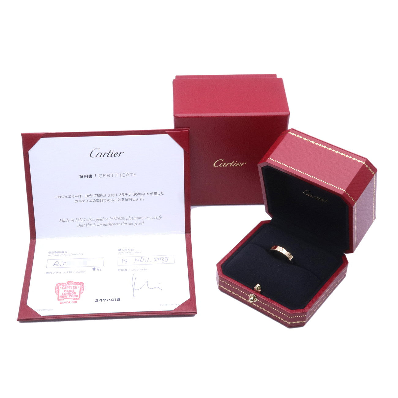 Cartier Mini Love Ring 1P Diamond K18 Yellow Gold #51 US5.5