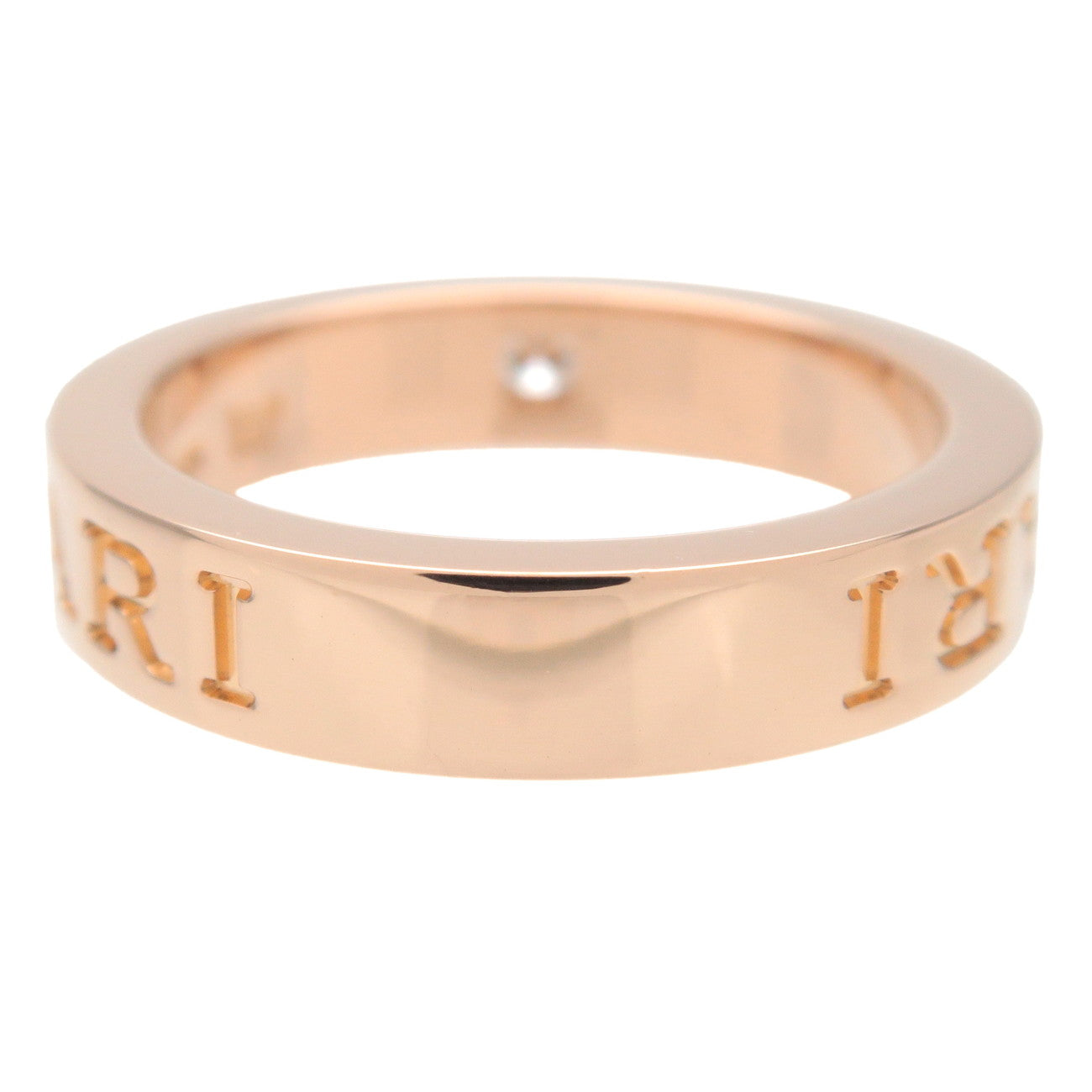 BVLGARI Double Logo 1P Diamond Ring 750PG Rose Gold US5-5.5 EU50