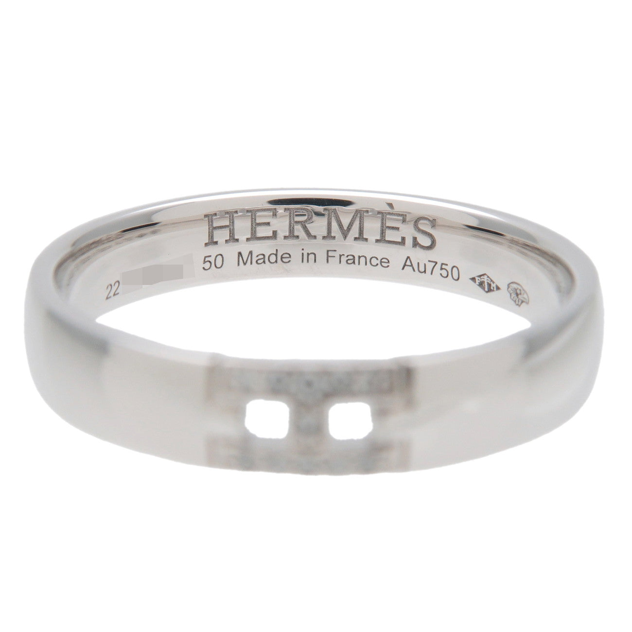 HERMES Ever Hercules 11P Diamond Ring K18WG White Gold #50 US5-5.5