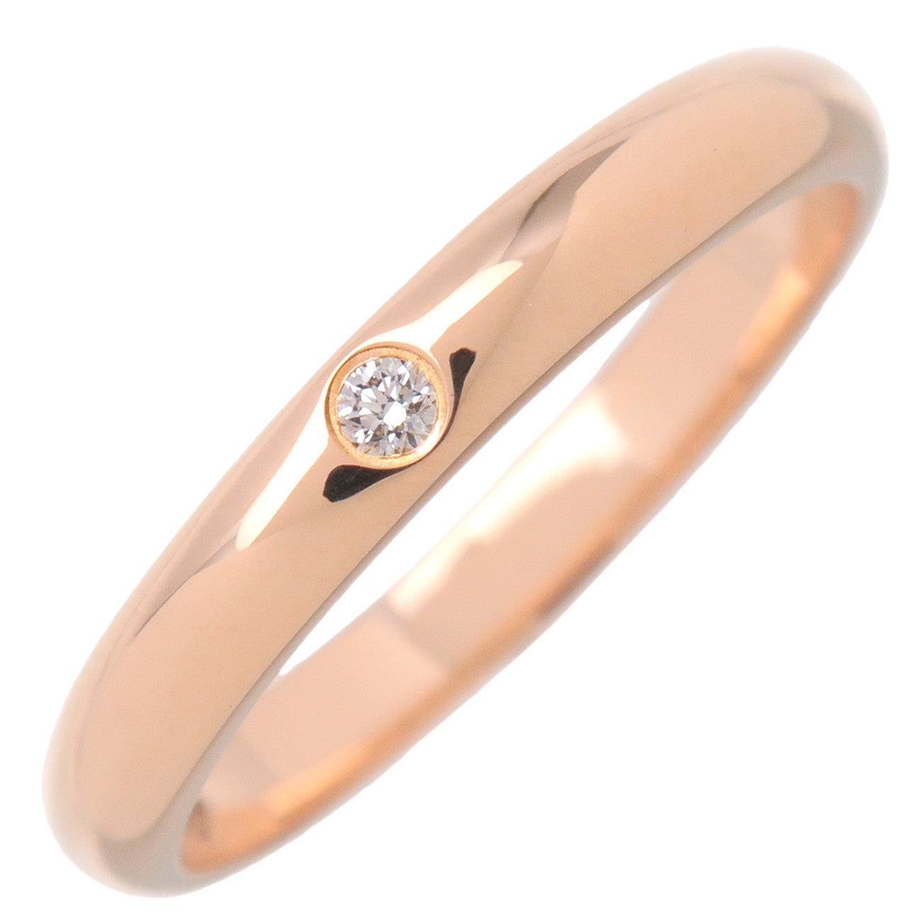 Cartier-Wedding-Ring-1P-Diamond-K18-750-PG-Rose-Gold-#45-US3-3.5