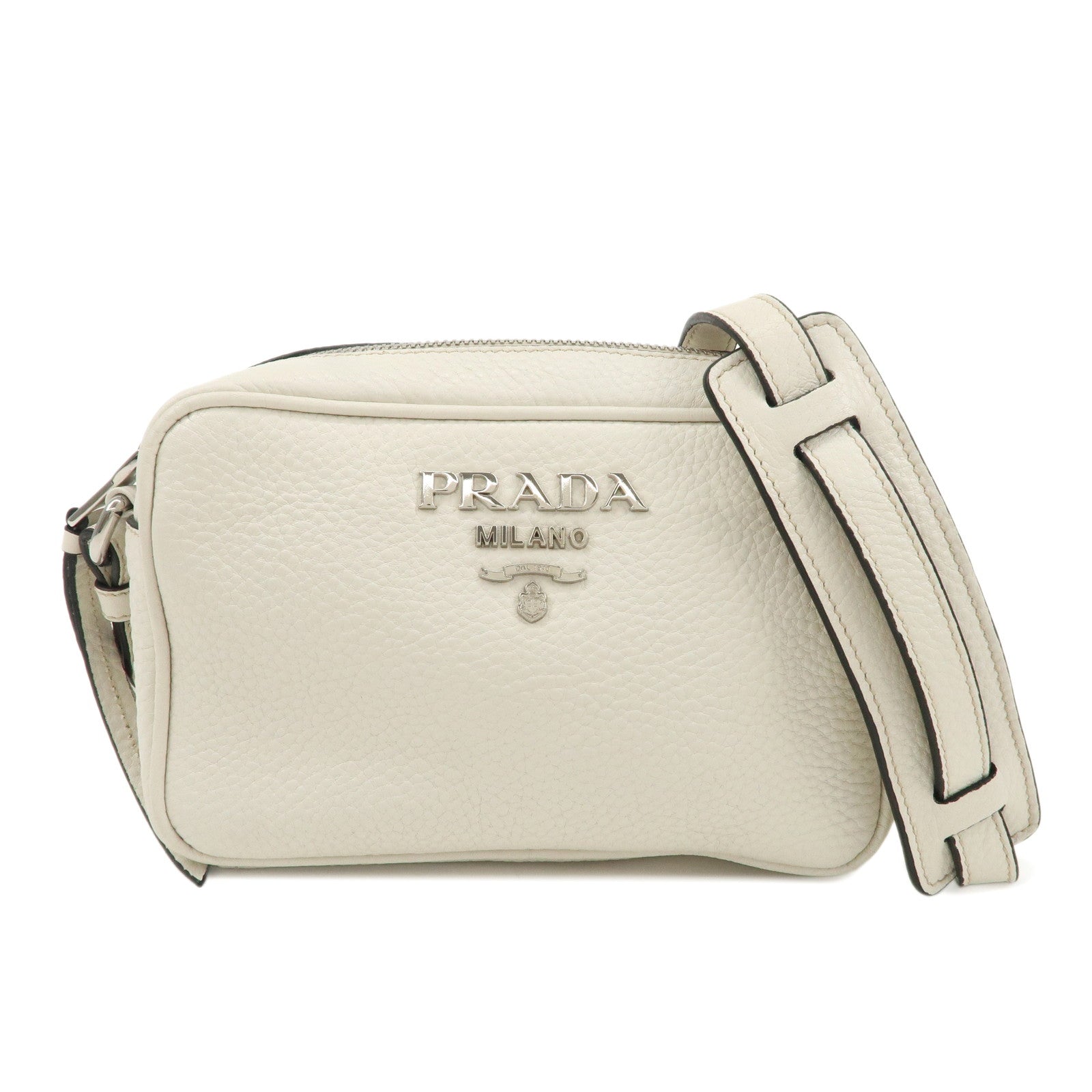 PRADA-Leather-Shoulder-Bag-Crossbody-Bag-White-1BH096