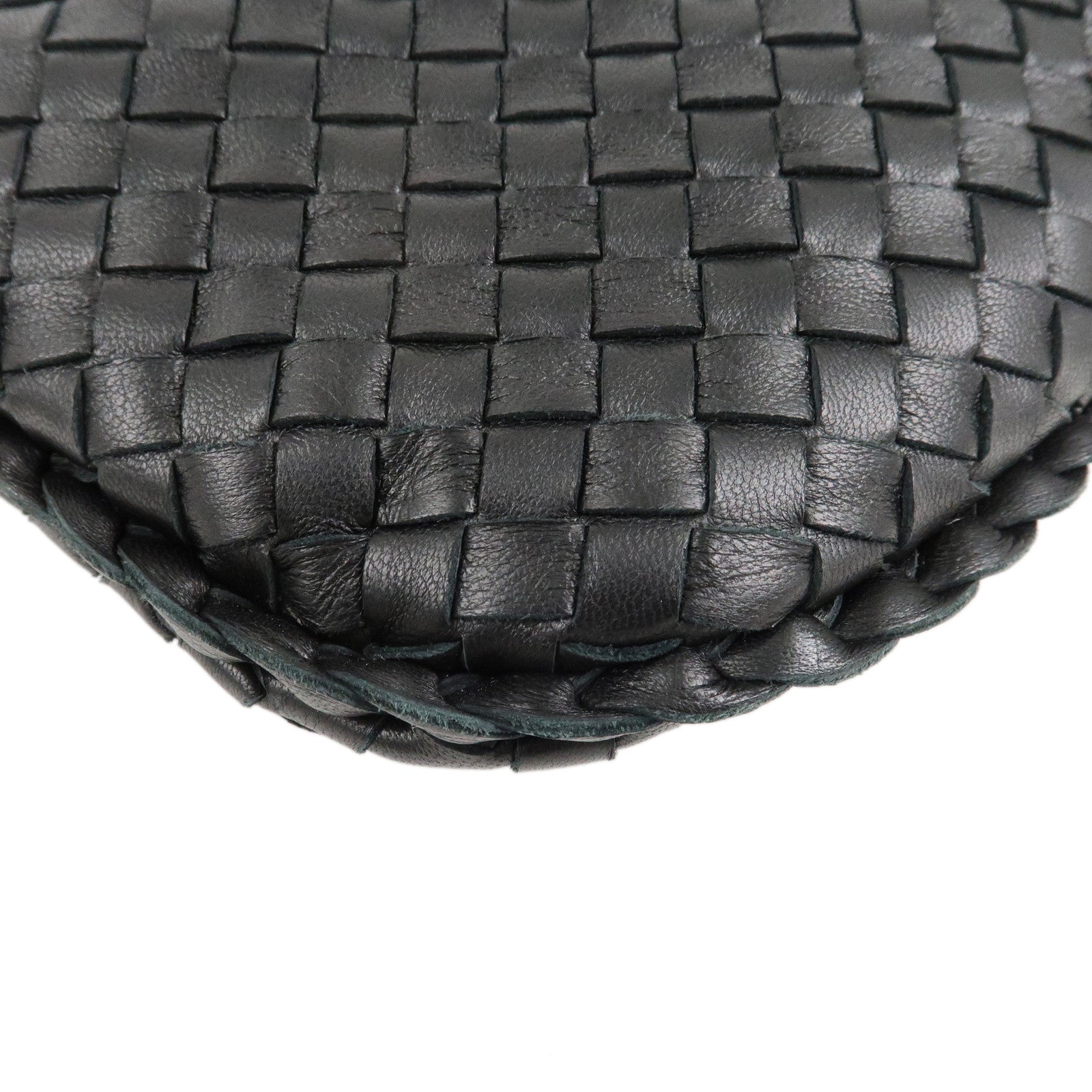 BOTTEGA VENETA Hobo Intrecciato Leather Shoulder Bag Black 115654