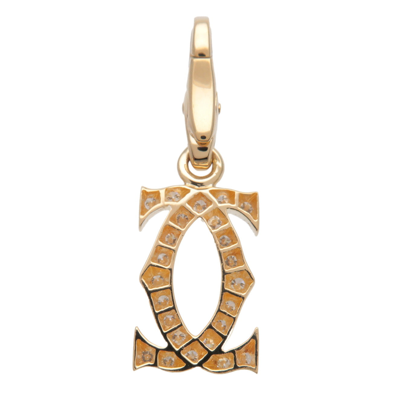 Cartier 2C Diamond Necklace Charm K18YG 750YG Yellow Gold