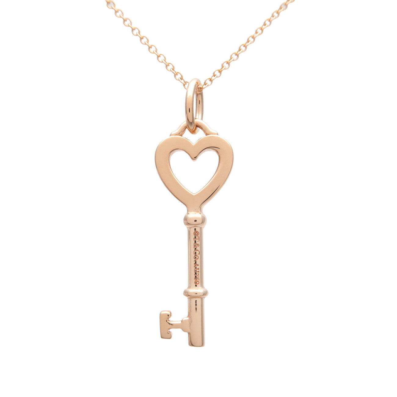 Tiffany&Co. Heart Key Necklace K18PG  750PG Rose Gold Used