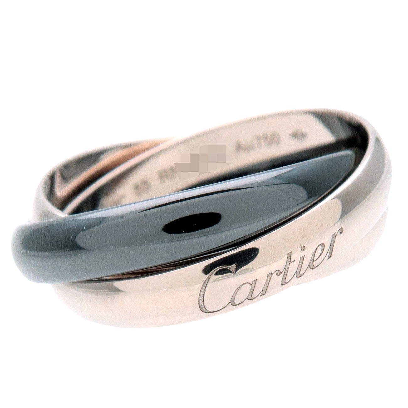 Cartier Trinity Ring Black Ceramic K18 White Gold #55 US7.5