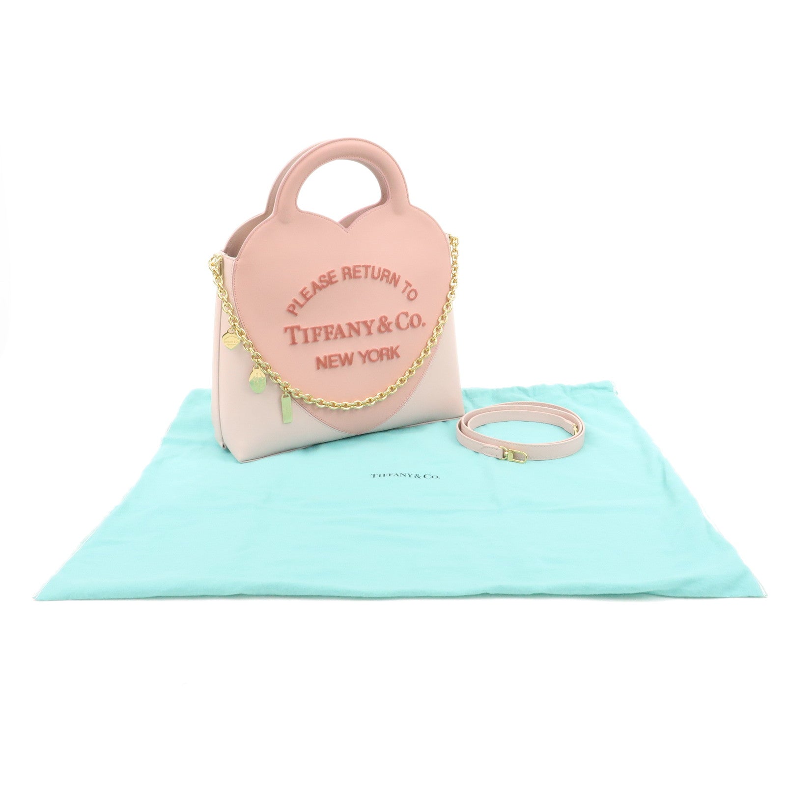 Tiffany&Co. Leather Return To Tiffany 2 Way Bag Hand Bag Pink