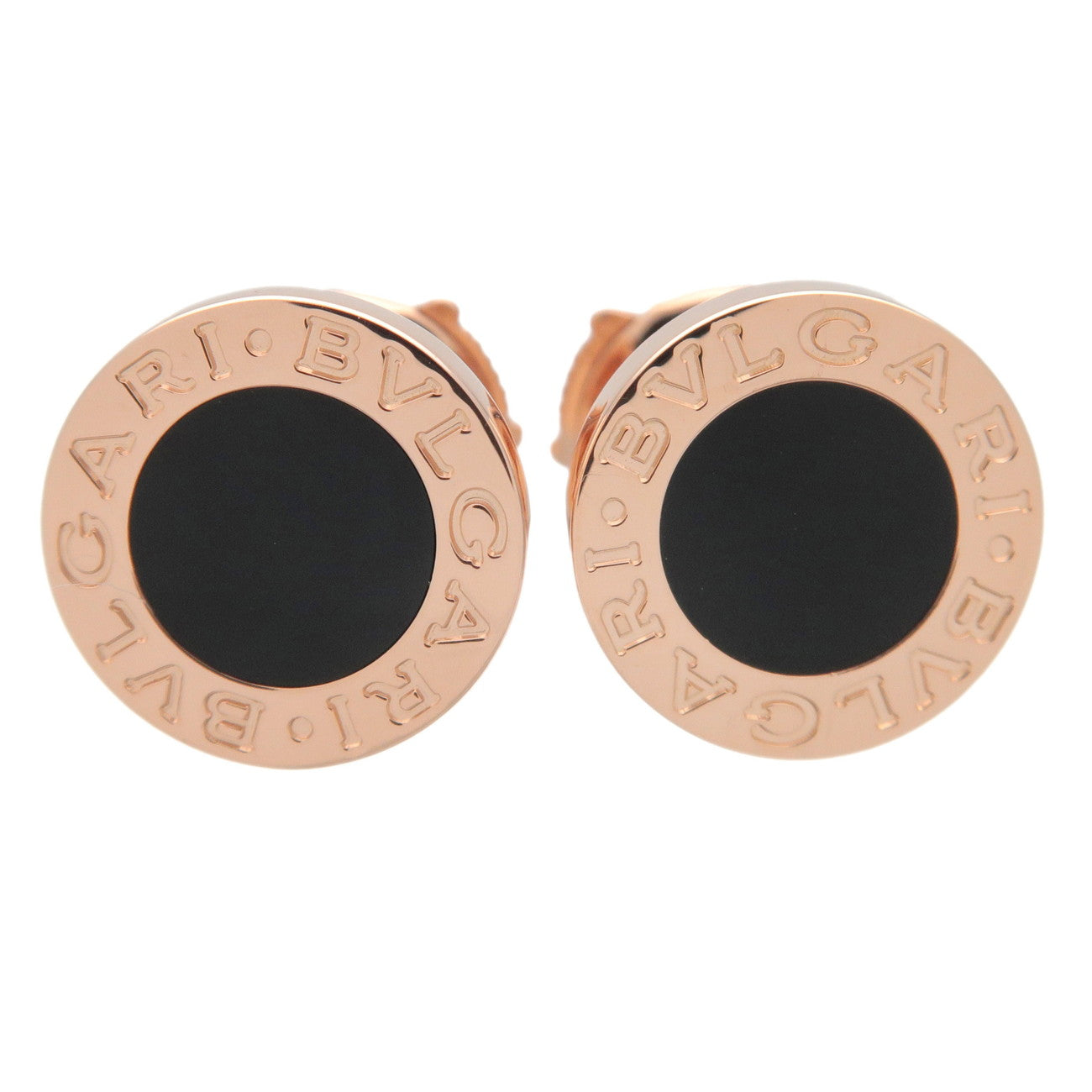 BVLGARI-Onyx-Earrings-K18PG-750PG-Rose-Gold