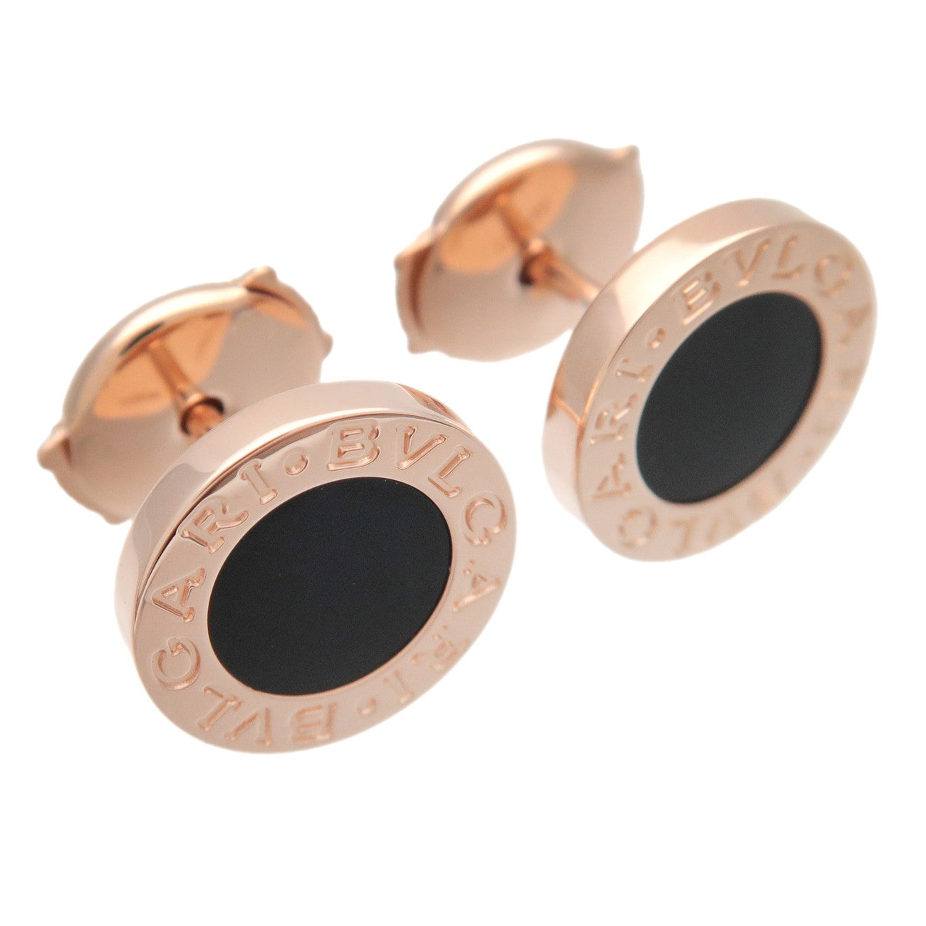 BVLGARI Onyx Earrings K18PG 750PG Rose Gold