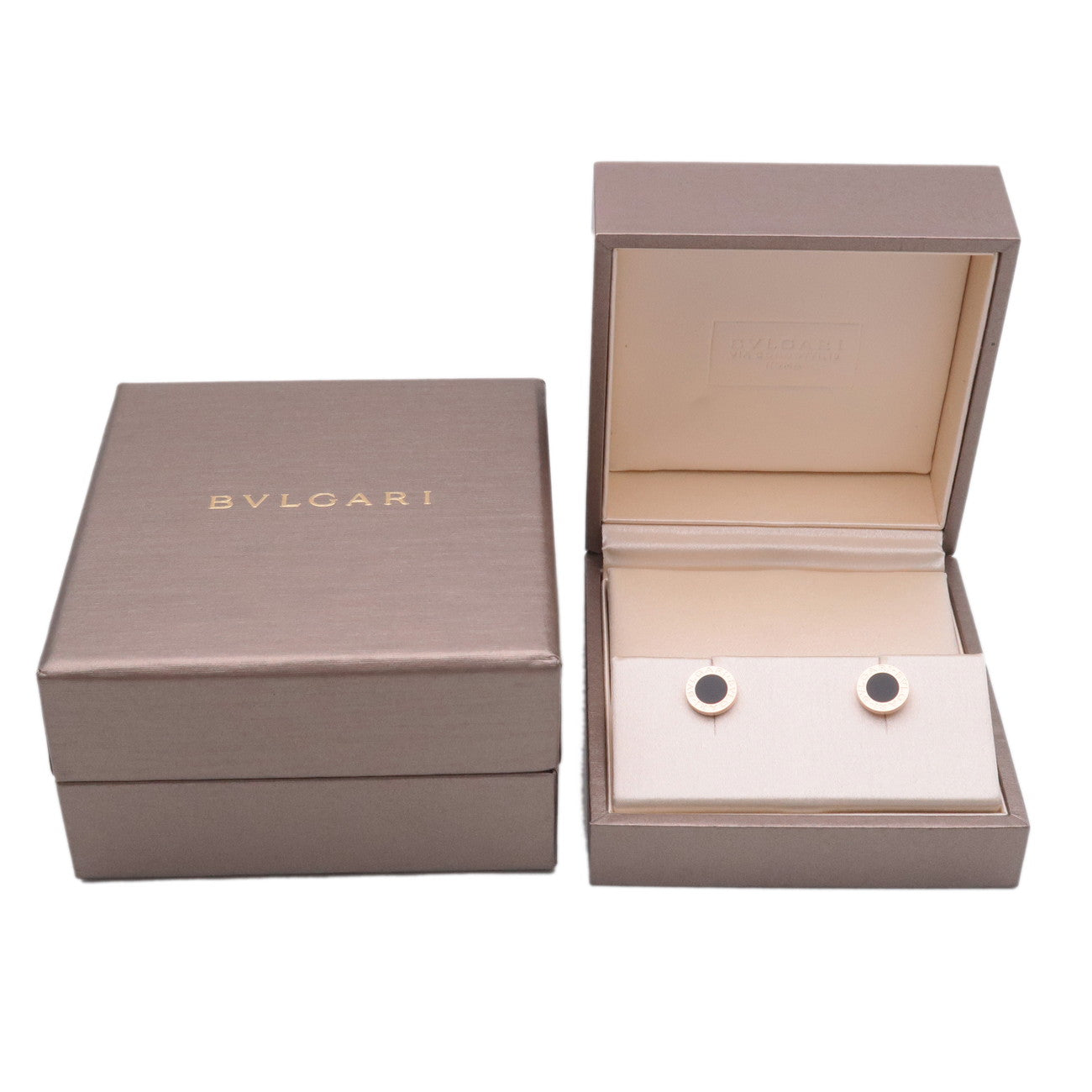 BVLGARI Onyx Earrings K18PG 750PG Rose Gold