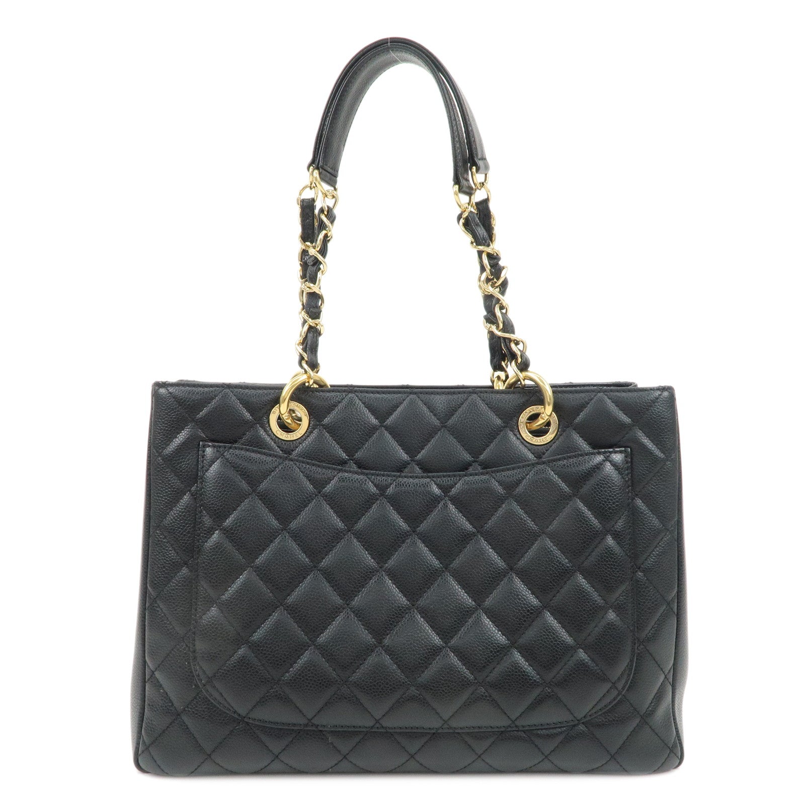 CHANEL Caviar Skin GST Chain Tote Bag Shoulder Bag Black A50995