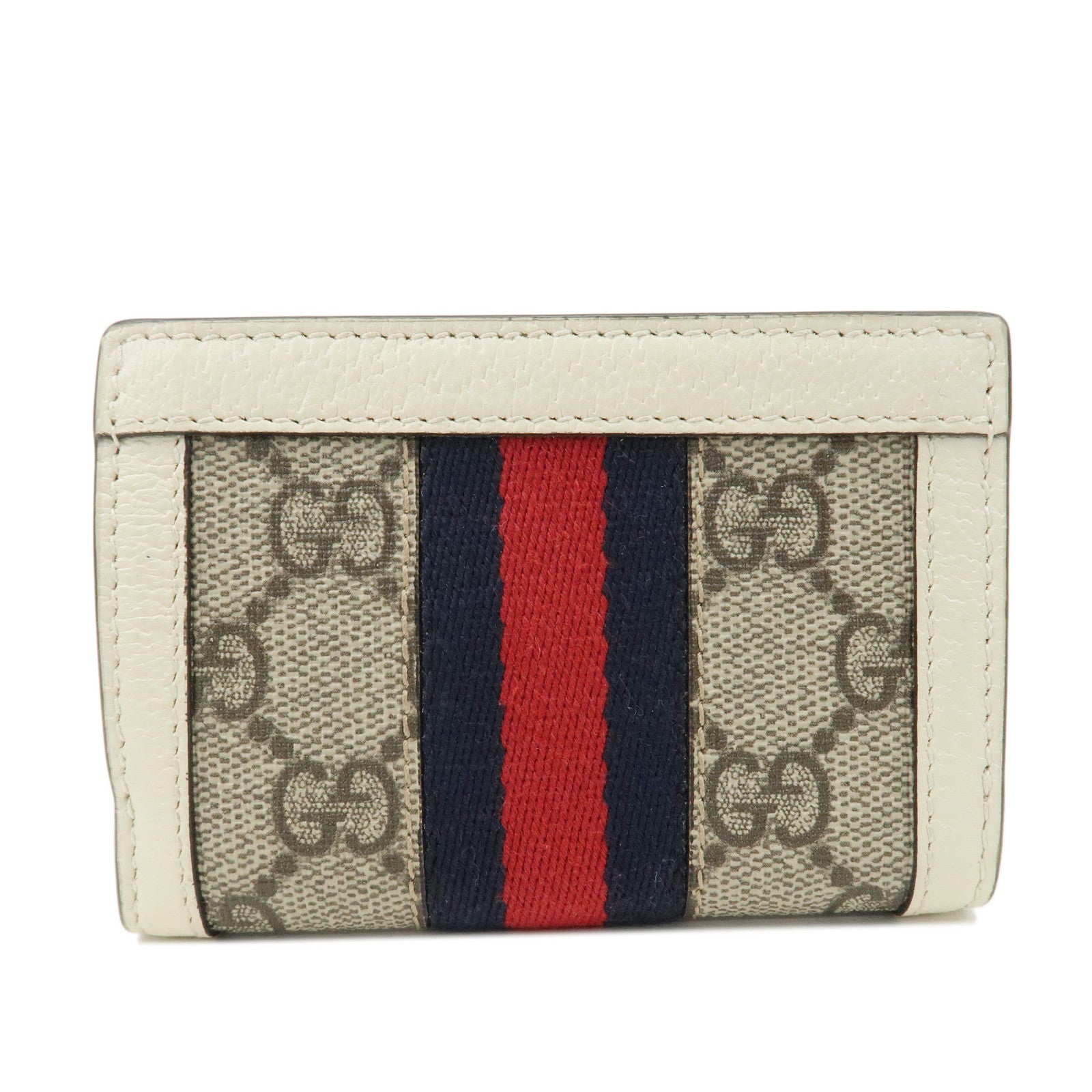 GUCCI Ophidia GG Supreme Leather Trifold Wallet Beige Ivory 644334