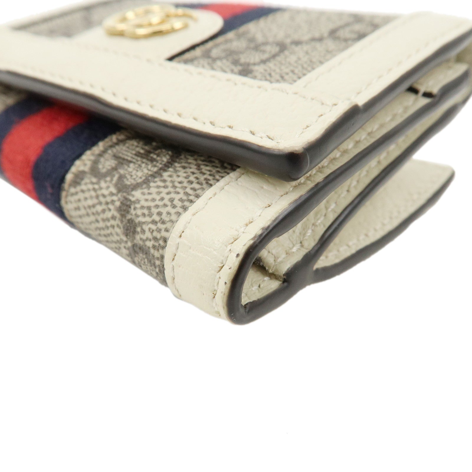 GUCCI Ophidia GG Supreme Leather Trifold Wallet Beige Ivory 644334