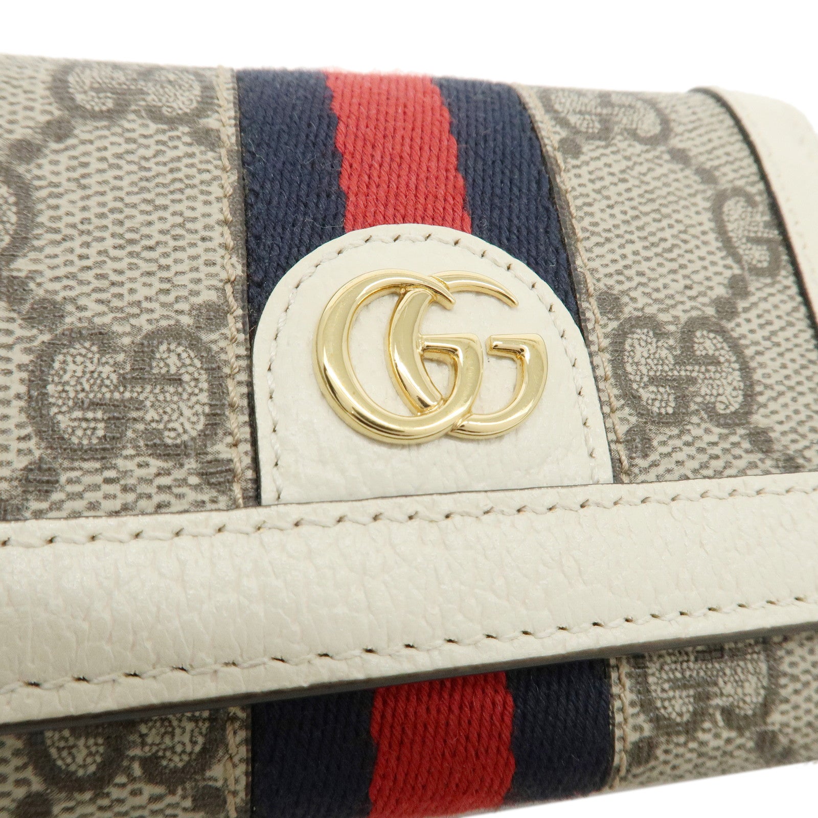 GUCCI Ophidia GG Supreme Leather Trifold Wallet Beige Ivory 644334