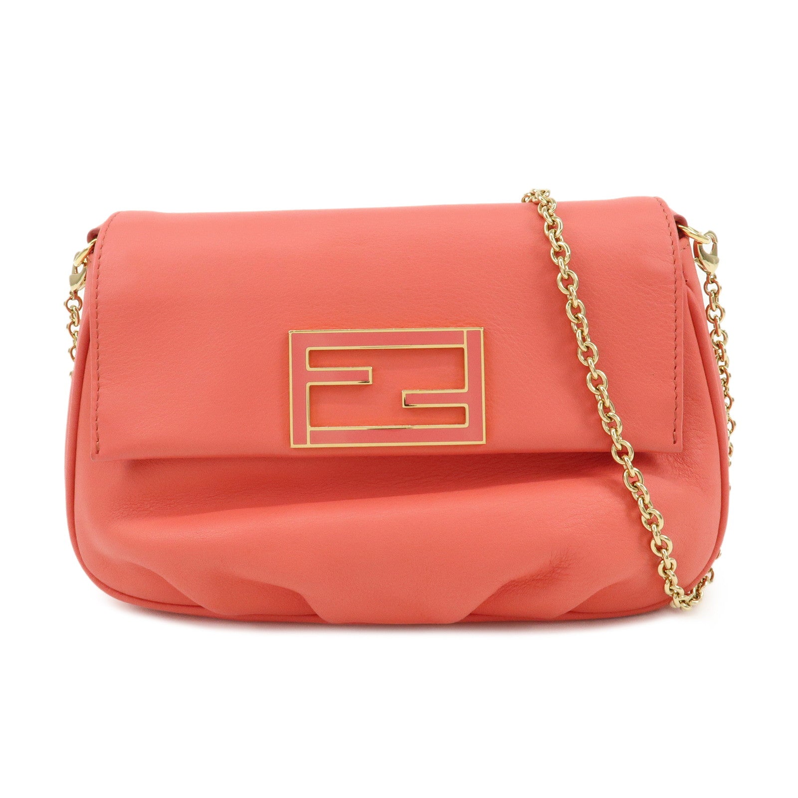 FENDI-Leather-Chain-Shoulder-Bag-Purse-Crossbody-Bag-Pink-8M0276