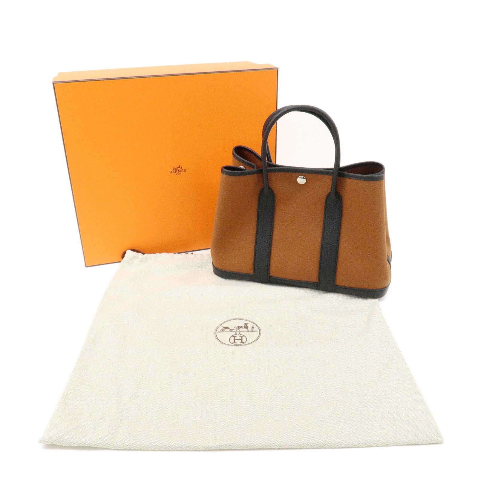 HERMES Toile Military Negonda Garden Party TPM Tote Bag B Stamp