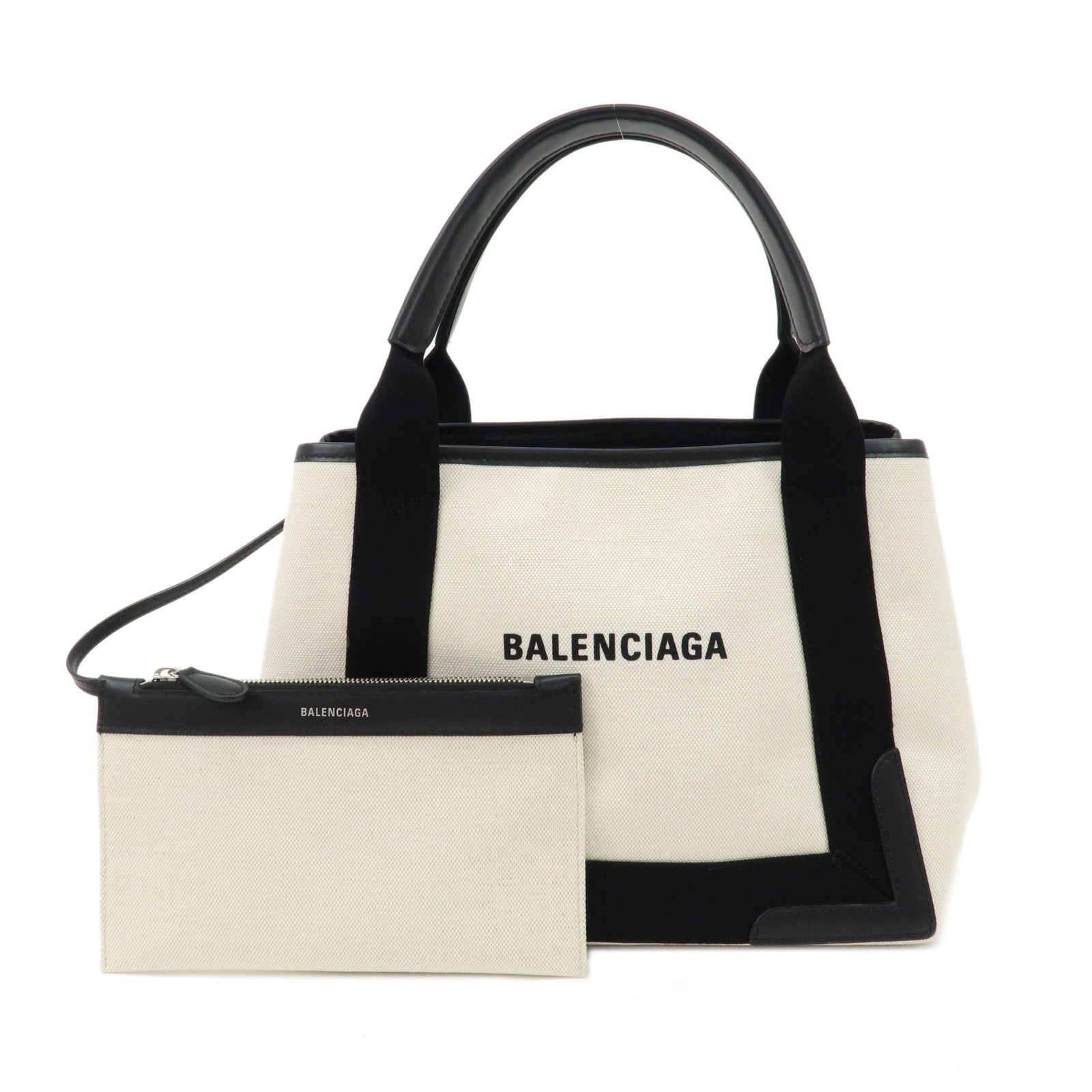 BALENCIAGA-Navy-Cabas-S-Canvas-Leather-Tote-Bag-Ivory-339933