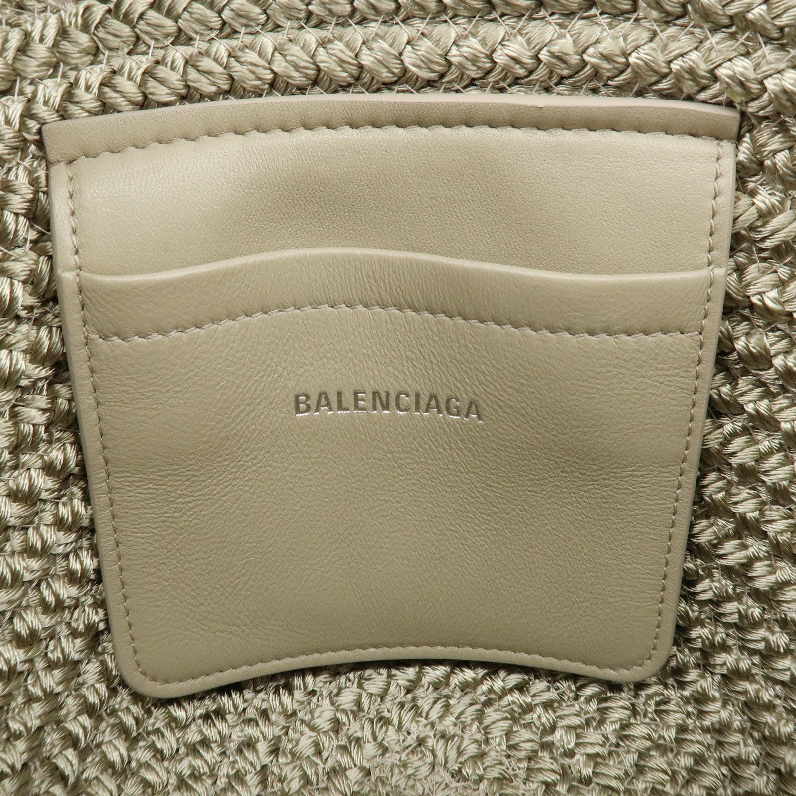 BALENCIAGA Nylon Leather Ibiza Small Tote Bag Khaki Gray 742205