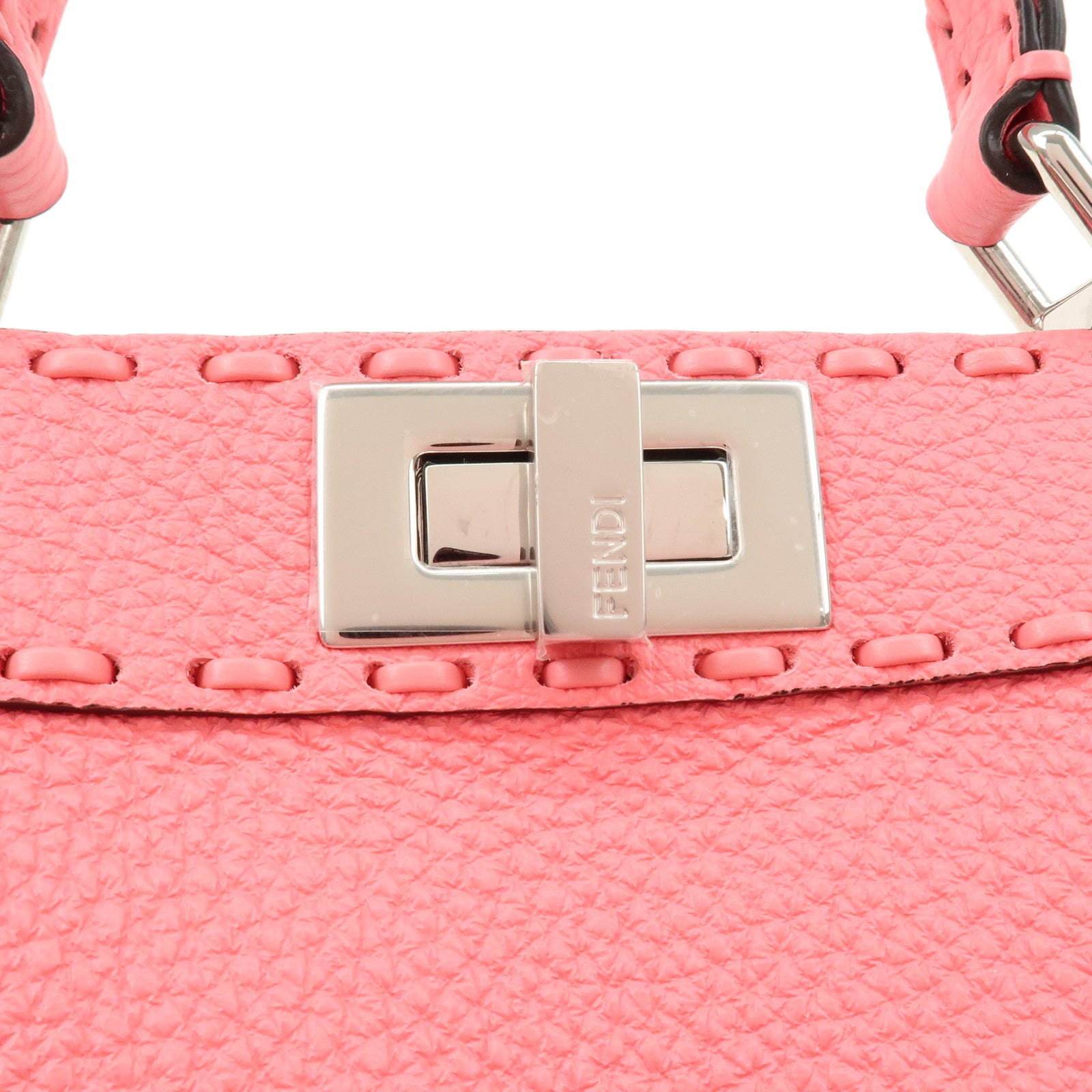 FENDI Leather Peekaboo I see U Small 2 Way Hand Bag Pink 8BN327