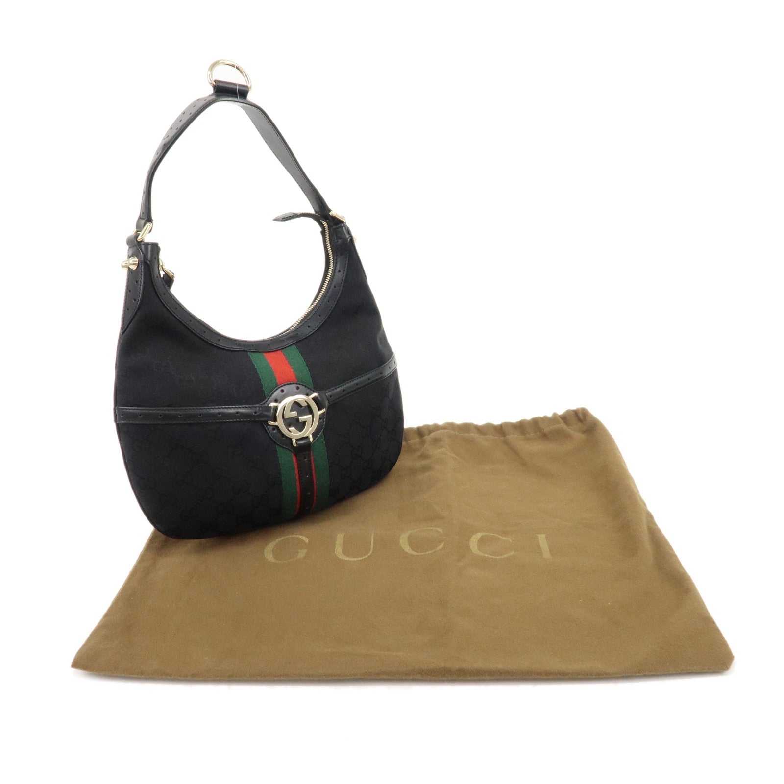 GUCCI Gucci Interlocking G Sherry Canvas Shoulder Bag 114869 Used