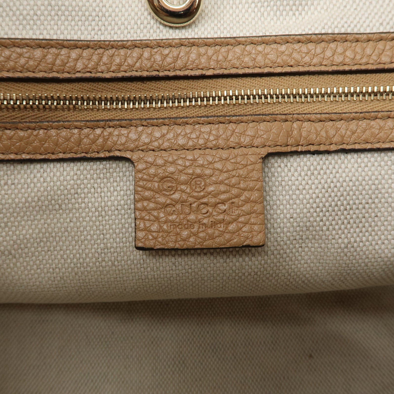 GUCCI SOHO Interlocking G Leather Chain Shoulder Bag Beige 536196