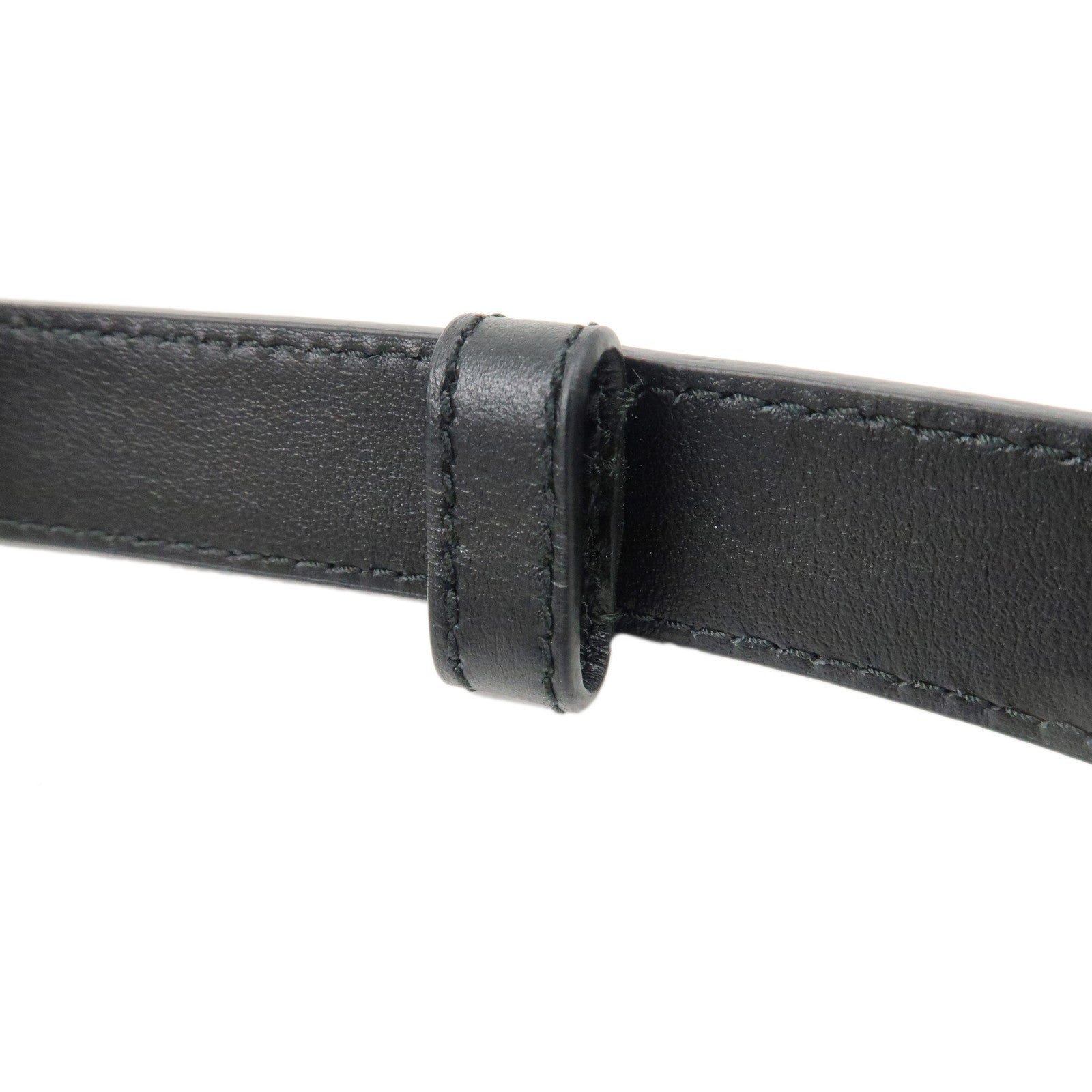 PRADA Saffiano Leather Logo Belt 75/30 Size 2 Black Gold 1CC370