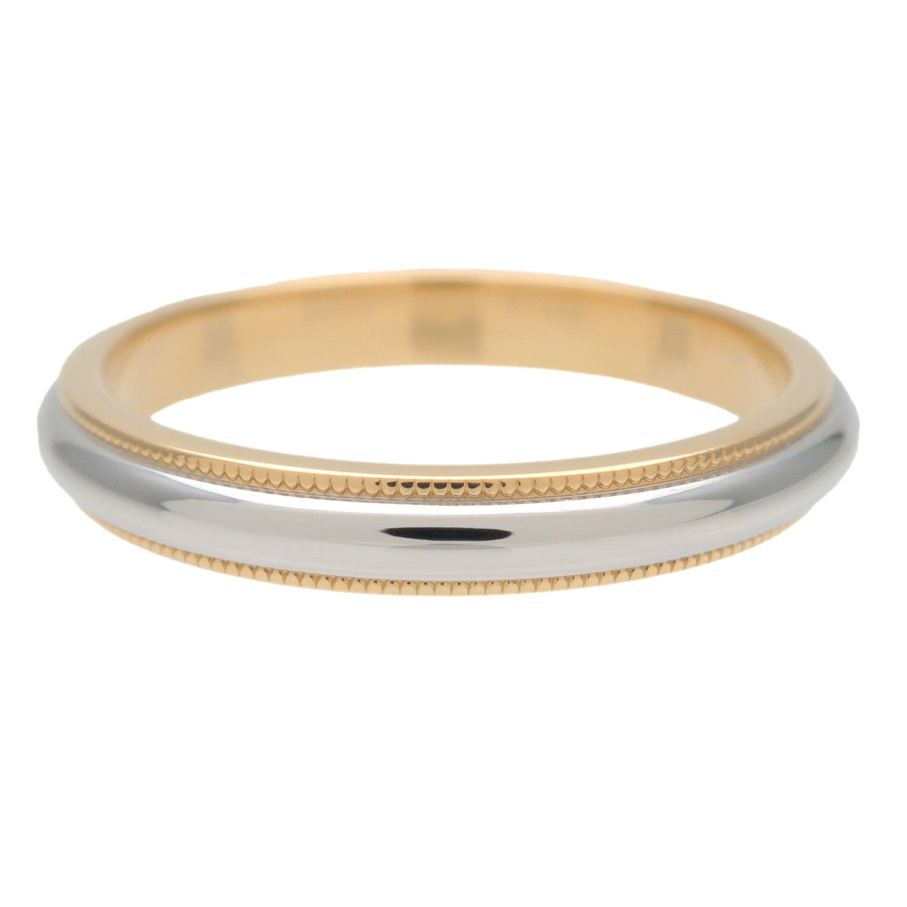 Tiffany&Co. Milgrain Band Ring K18 YellowGold PT950 Platinum US9