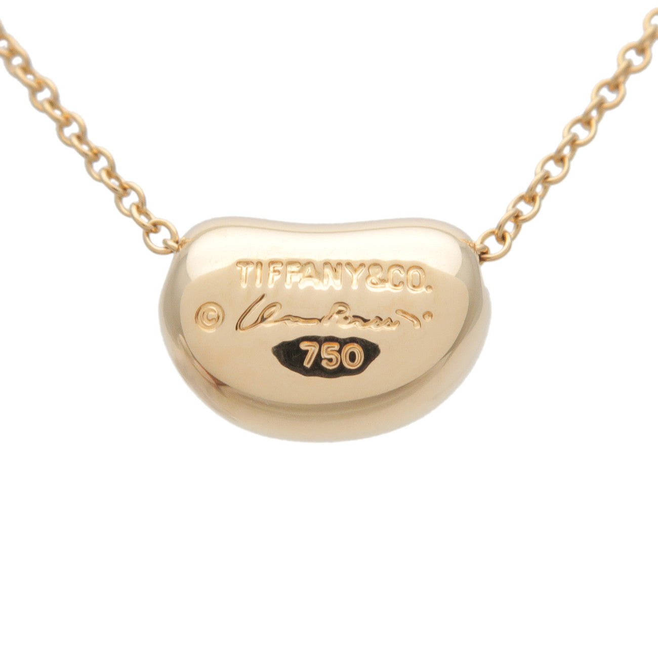 Tiffany&Co. Bean Necklace Small K18YG 750YG Yellow Gold