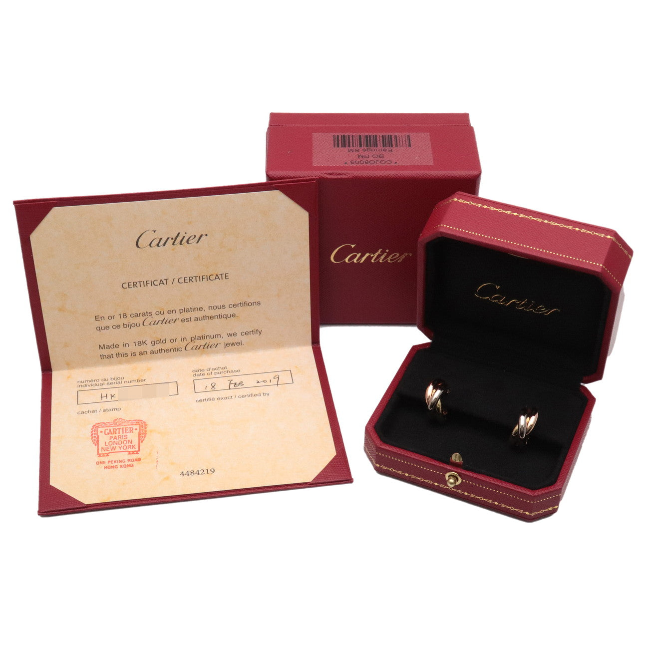 Cartier Trinity Earrings K18 750 Yello/White/Rose Gold